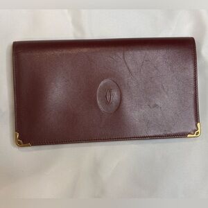 Vintage Must de Cartier Bordeaux Leather Long Wallet